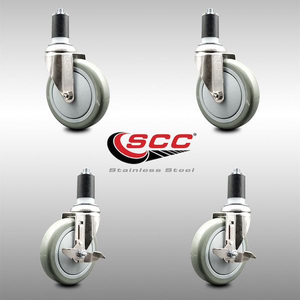 Service Caster 5 Inch 316SS Gray Poly Swivel 1-1/2 Inch Expanding Stem Caster Brake SCC, 2PK SCC-SS316EX20S514-PPUB-2-TLB-2-112 - main